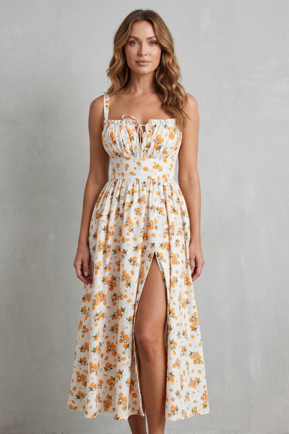 Sweet Fruit Print Romance Maxi Dress