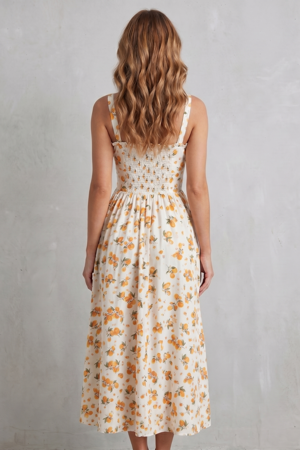 Sweet Fruit Print Romance Maxi Dress