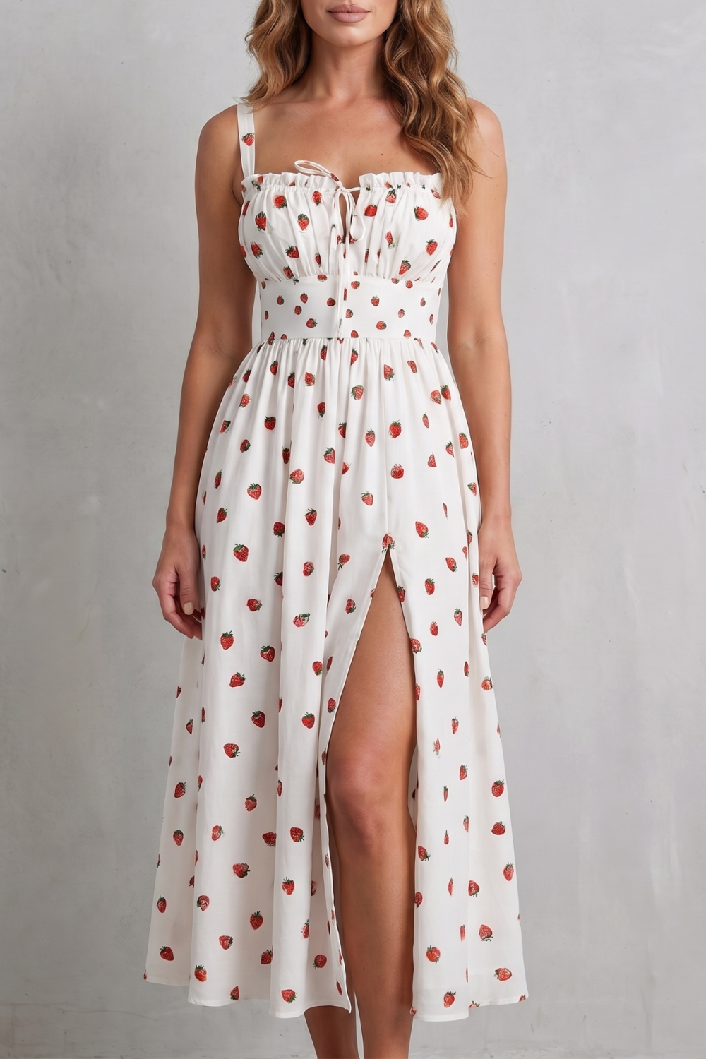 Sweet Fruit Print Romance Maxi Dress