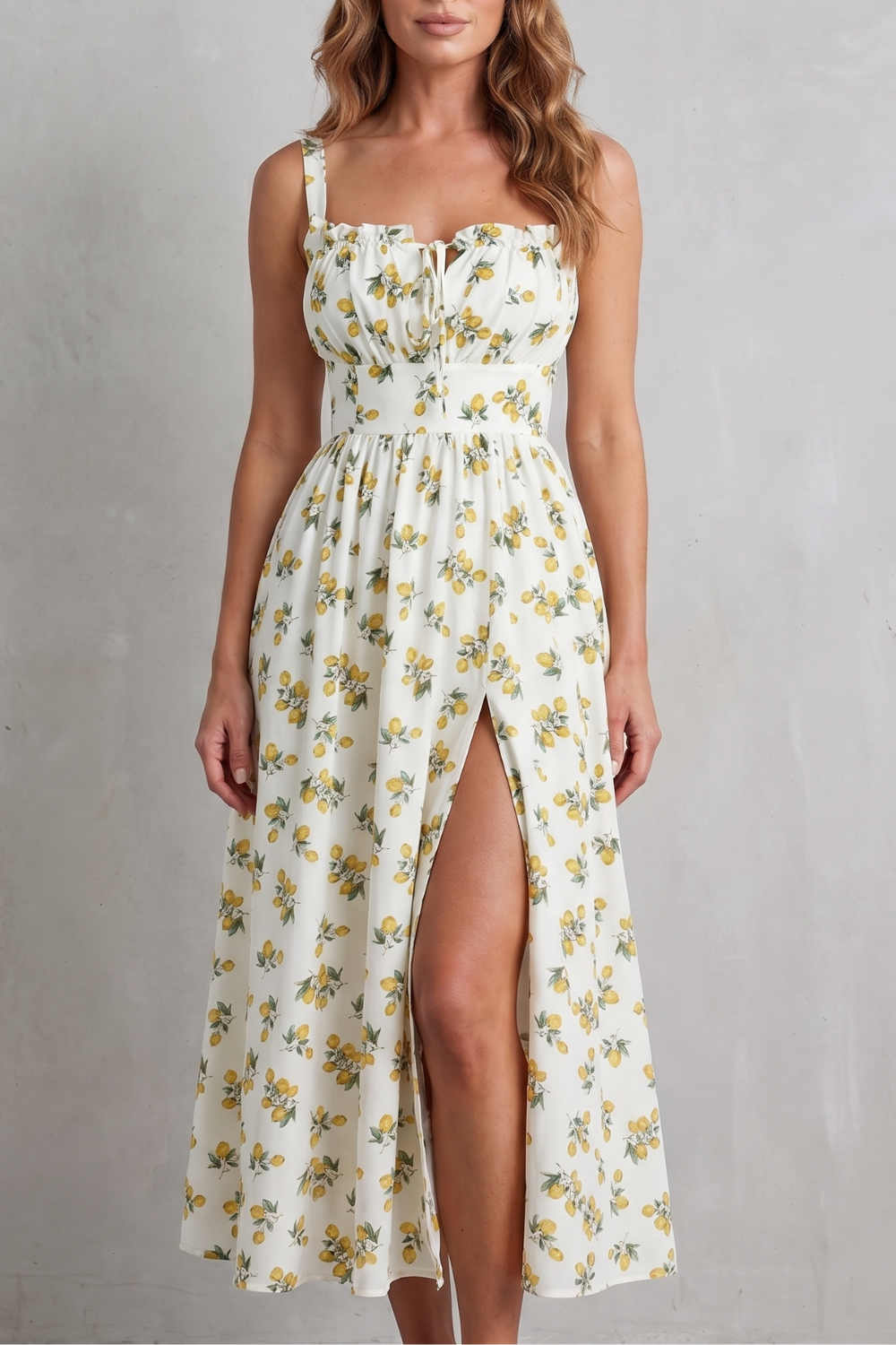 Sweet Fruit Print Romance Maxi Dress