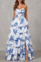 Layered Floral Couture Maxi Dress