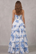 Layered Floral Couture Maxi Dress