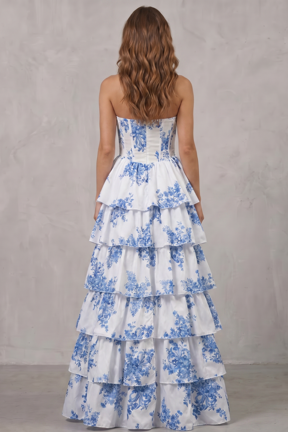 Layered Floral Couture Maxi Dress