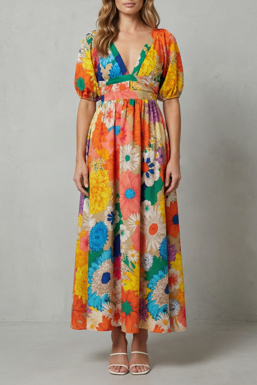 Vibrant Floral Charm Maxi Dress