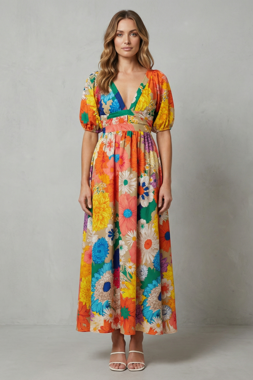 Vibrant Floral Charm Maxi Dress