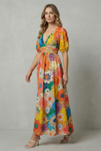 Vibrant Floral Charm Maxi Dress