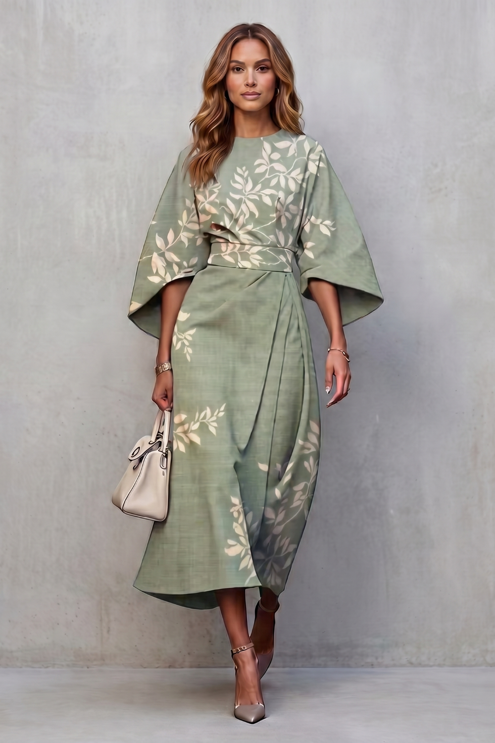 Vibrant Watercolour Blooms Midi Dress