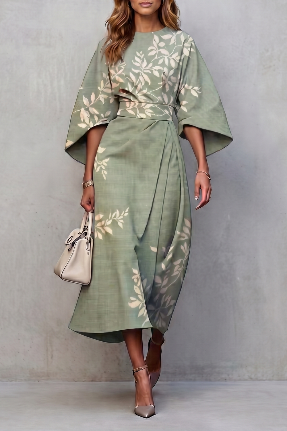 Vibrant Watercolour Blooms Midi Dress