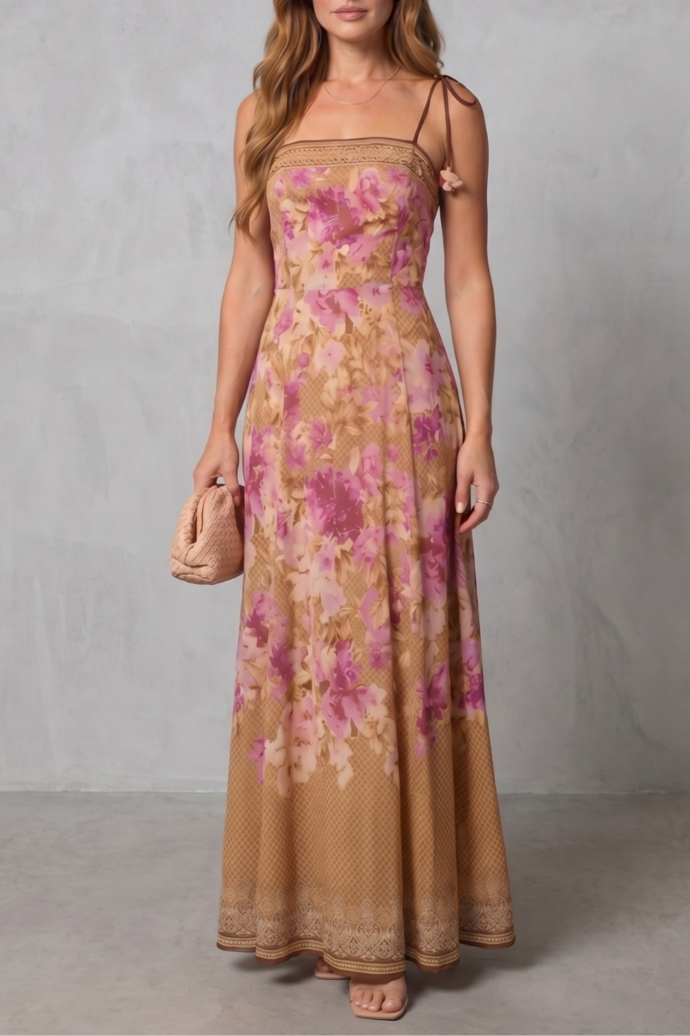 Square Neck Floral Grace Maxi Dress