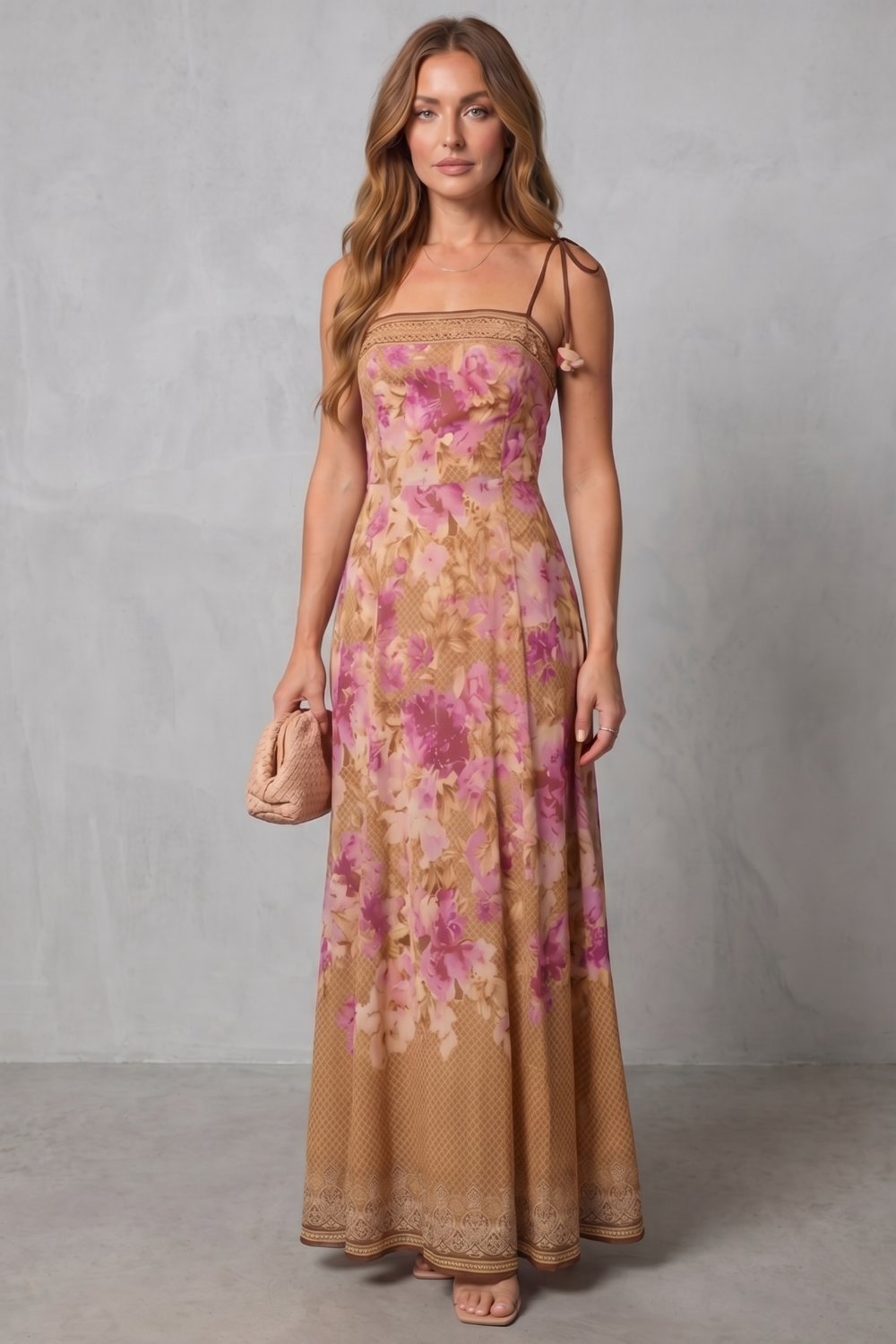 Square Neck Floral Grace Maxi Dress