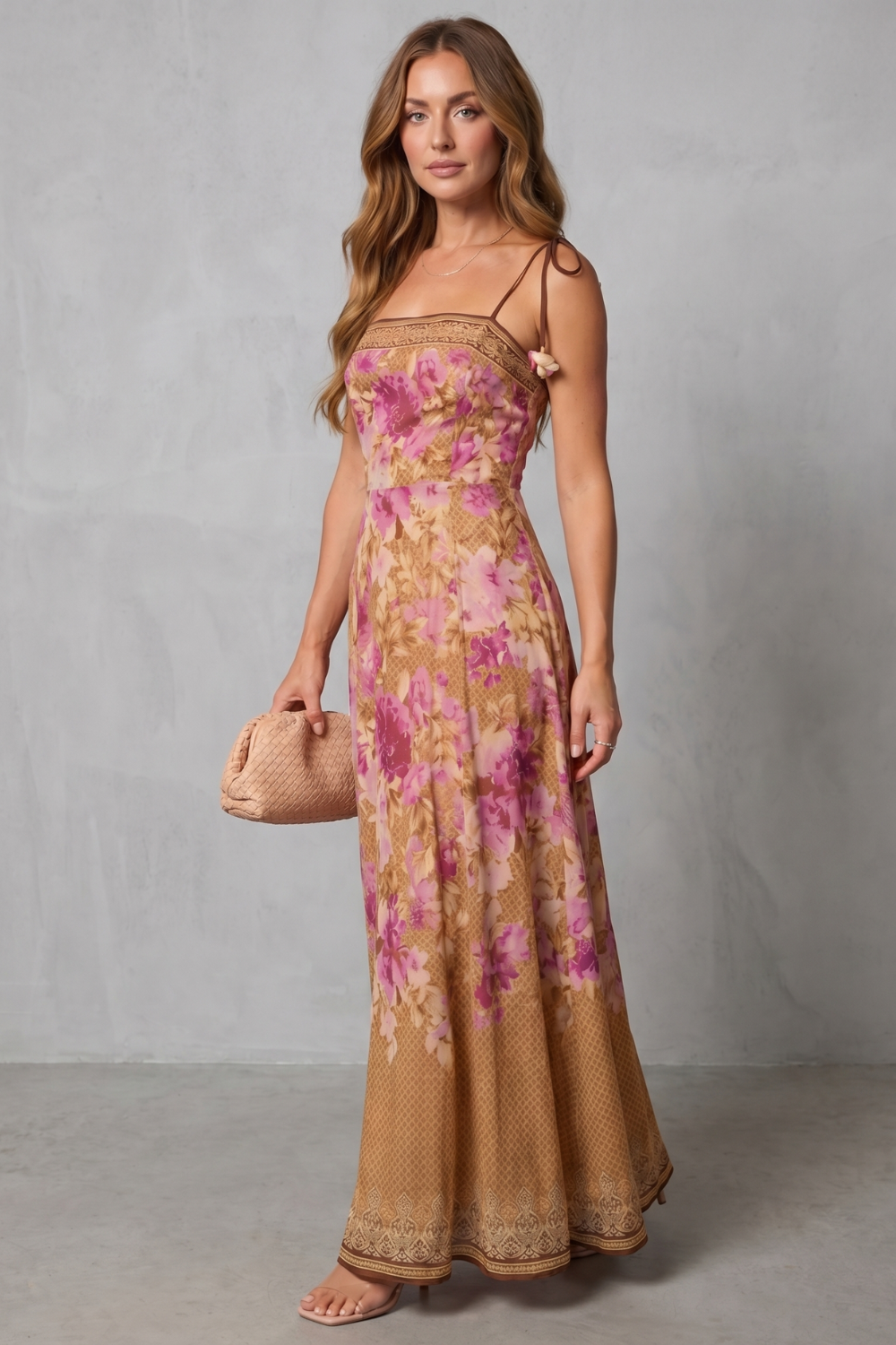 Square Neck Floral Grace Maxi Dress