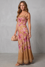 Square Neck Floral Grace Maxi Dress