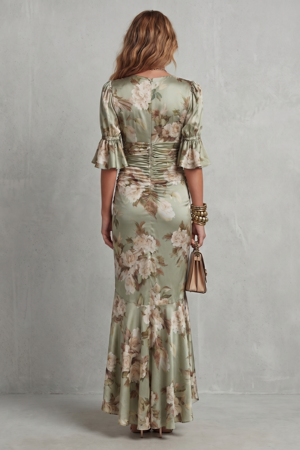 Romantic Floral Draping Maxi Dress