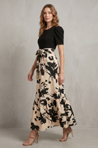 Artistic Floral Contrast Maxi Dress