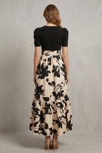 Artistic Floral Contrast Maxi Dress