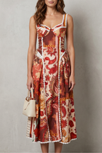 Paisley Floral Charm Midi Dress