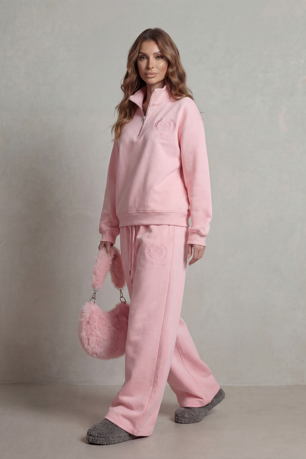 Embroidered Crest Zip Lounge Set