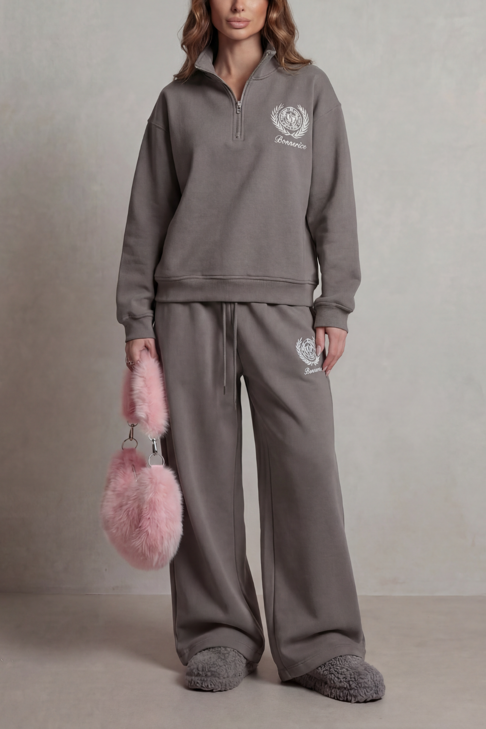 Embroidered Crest Zip Lounge Set