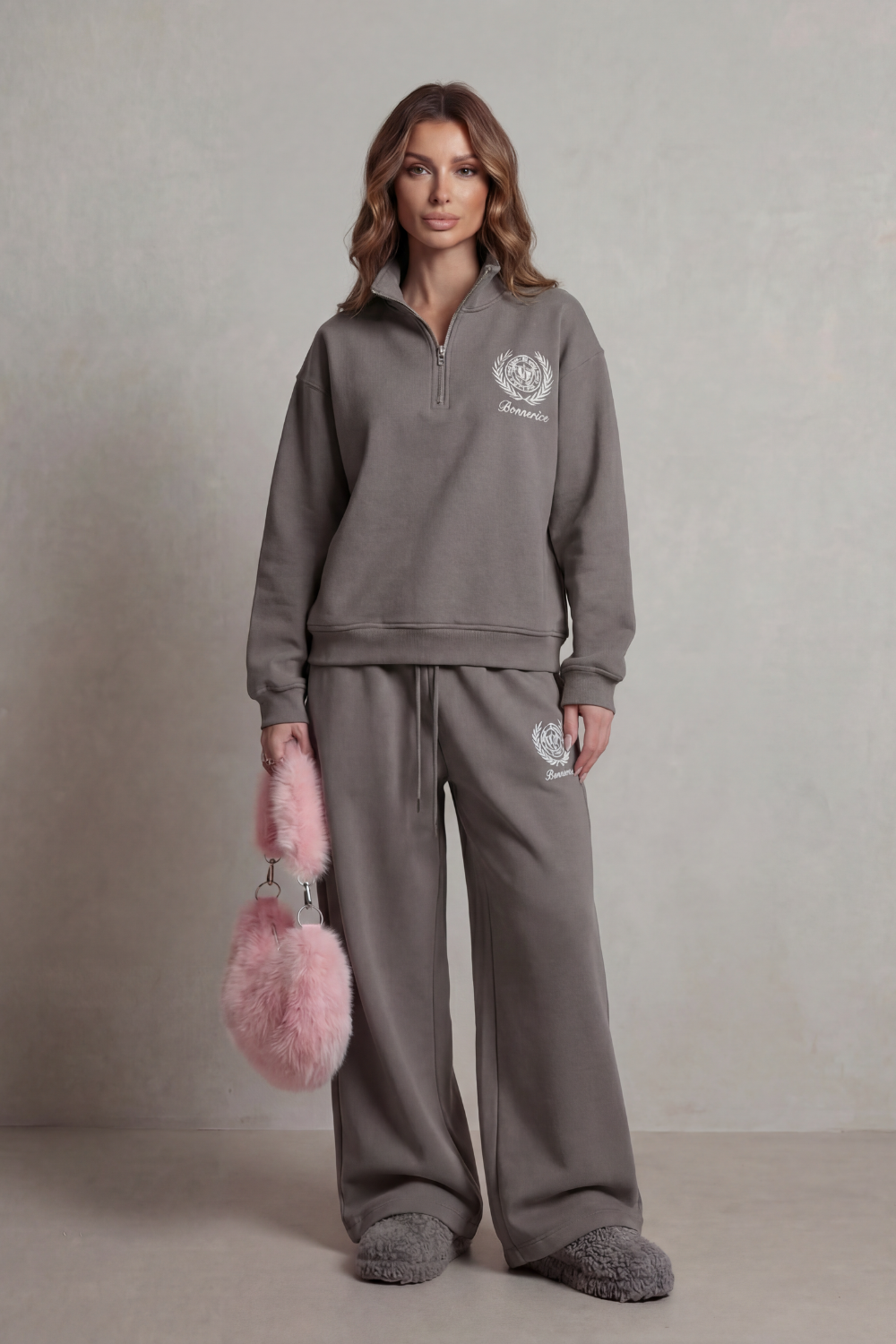 Embroidered Crest Zip Lounge Set