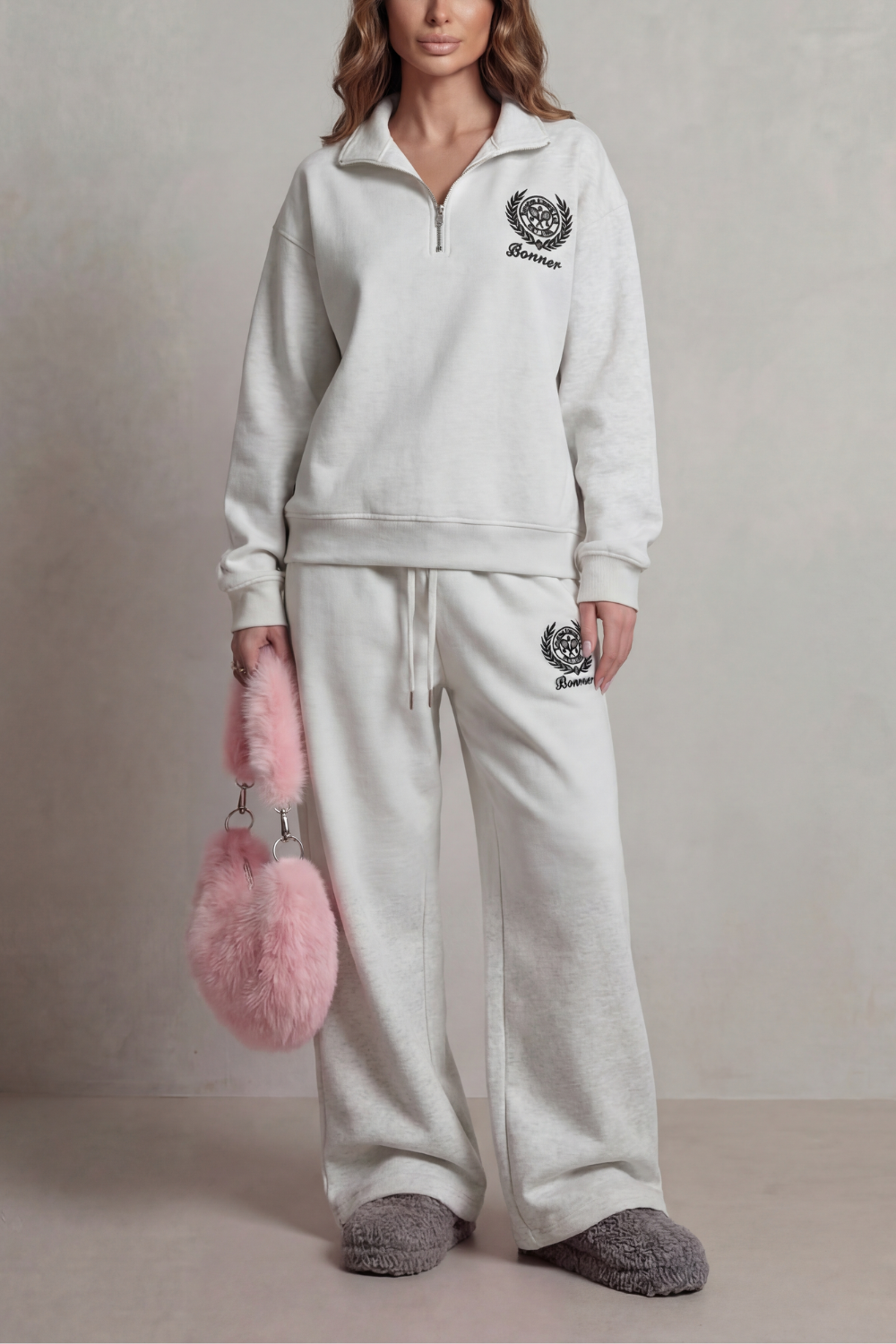 Embroidered Crest Zip Lounge Set