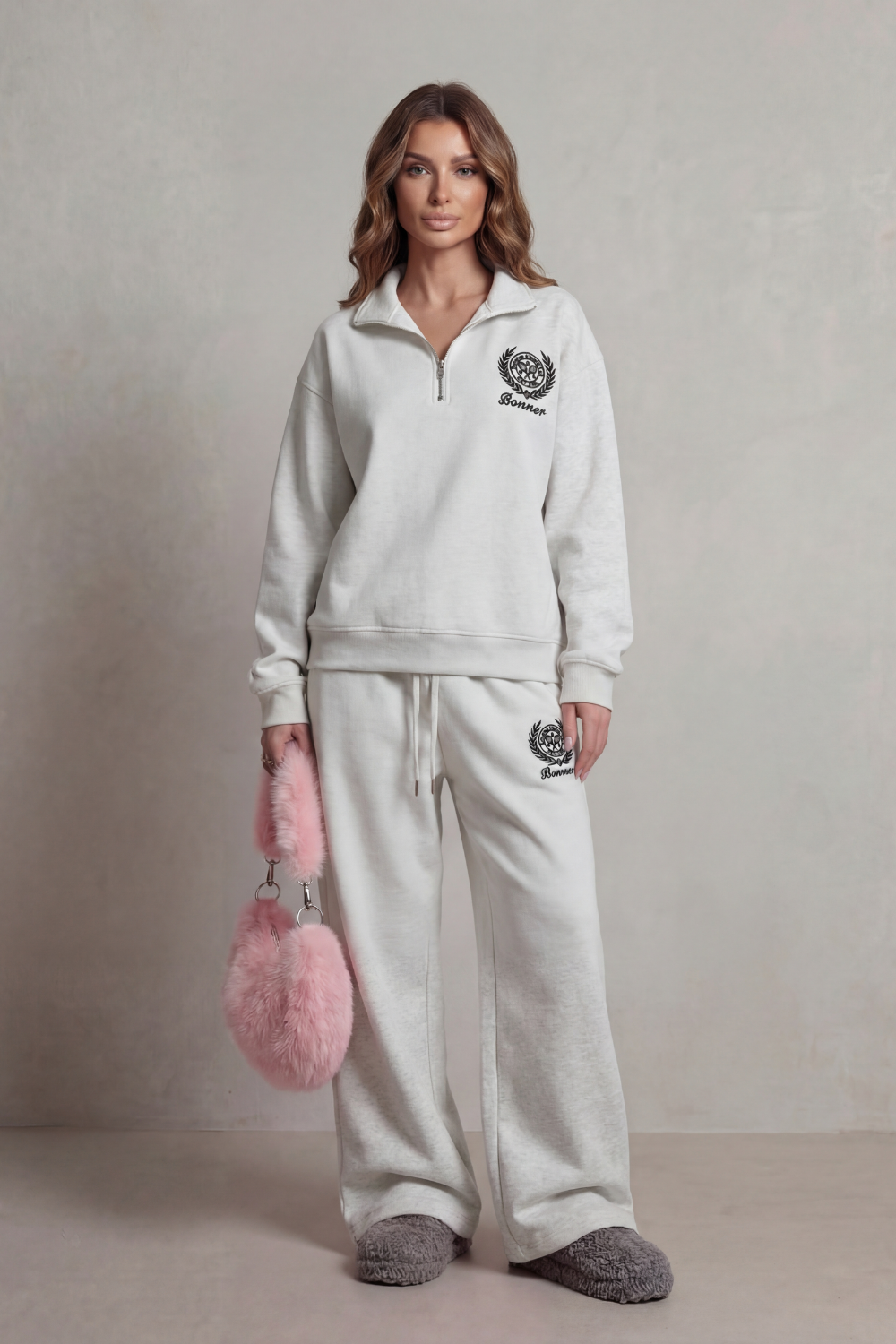 Embroidered Crest Zip Lounge Set