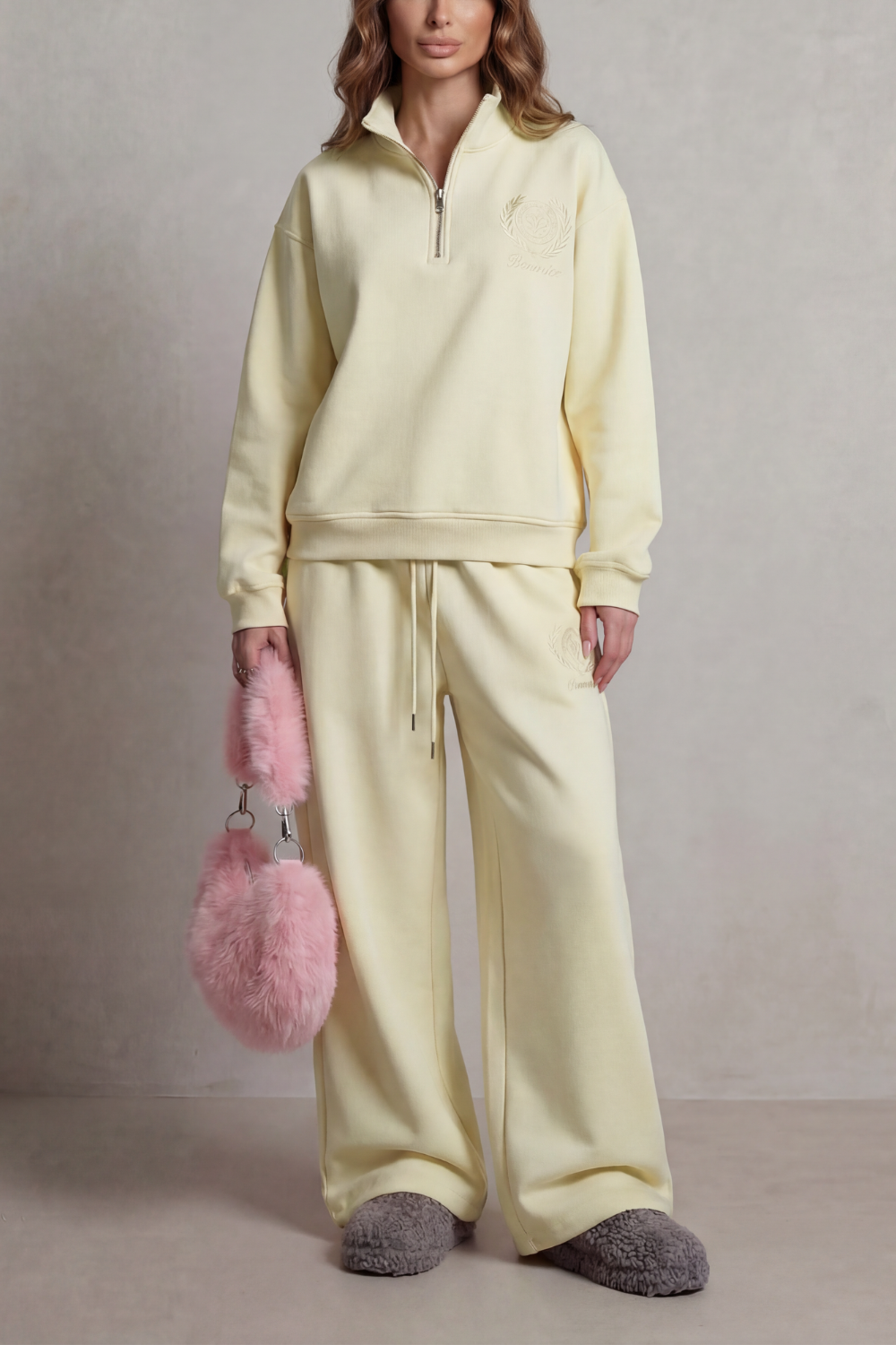 Embroidered Crest Zip Lounge Set