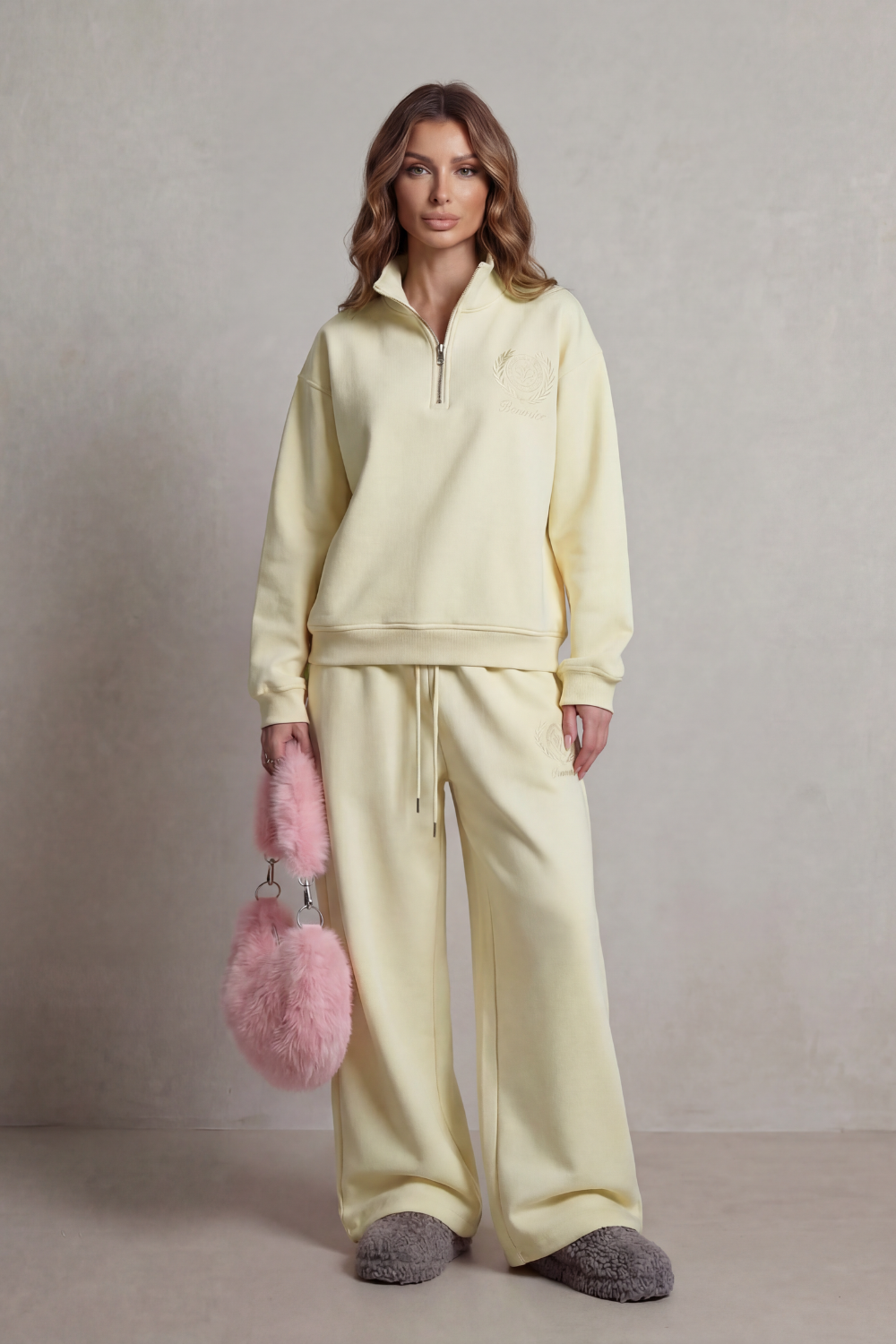 Embroidered Crest Zip Lounge Set