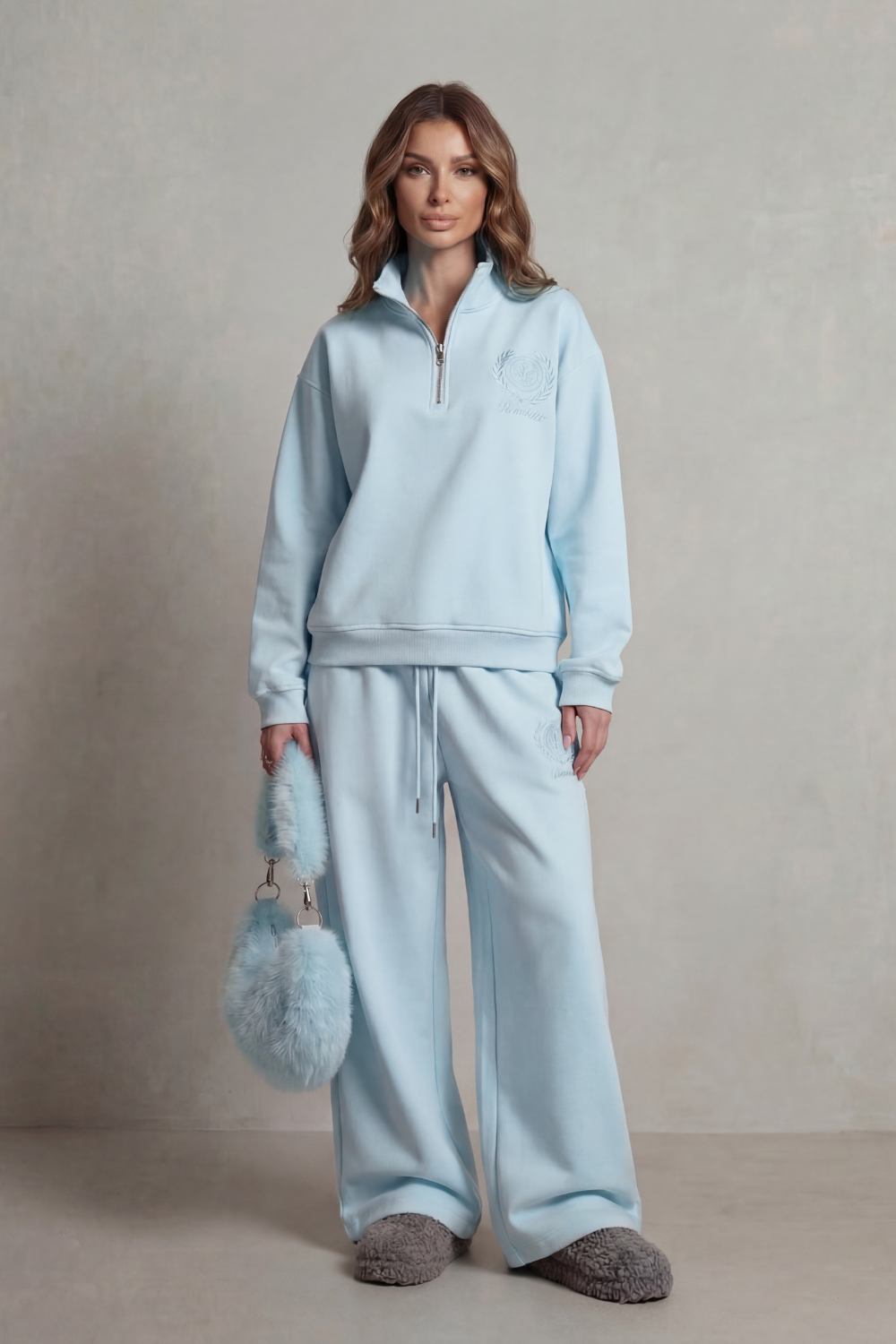 Embroidered Crest Zip Lounge Set