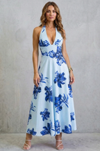 Backless Floral Elegance Maxi Dress