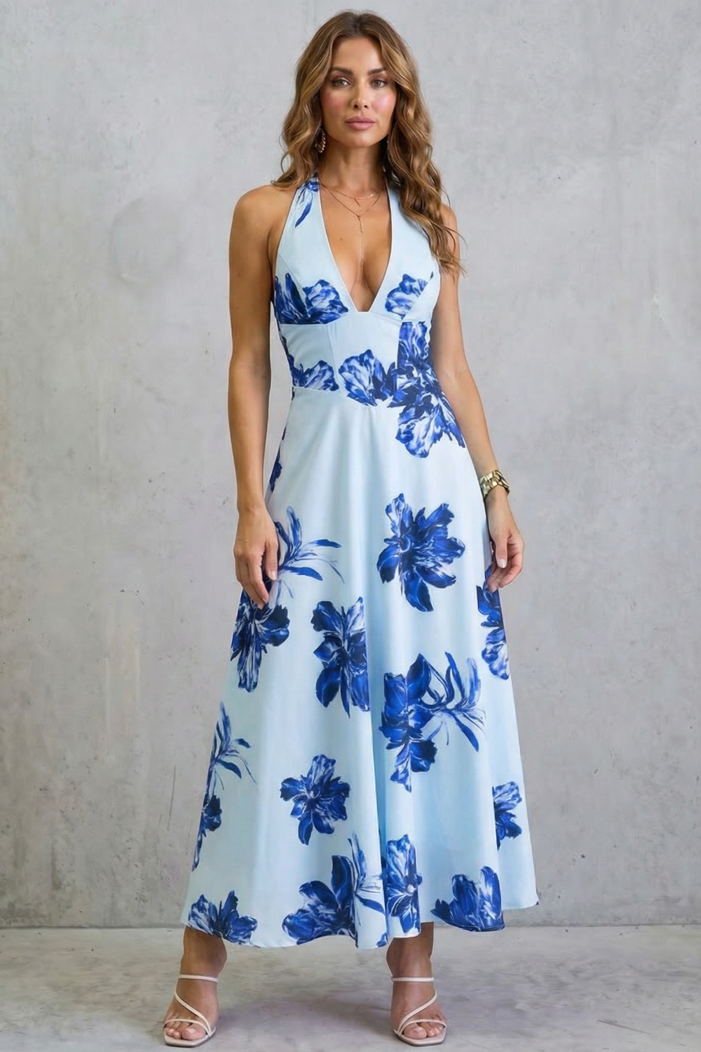 Backless Floral Elegance Maxi Dress