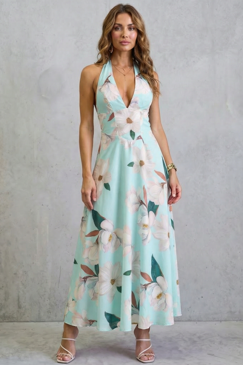 Backless Floral Elegance Maxi Dress