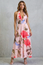 Backless Floral Elegance Maxi Dress