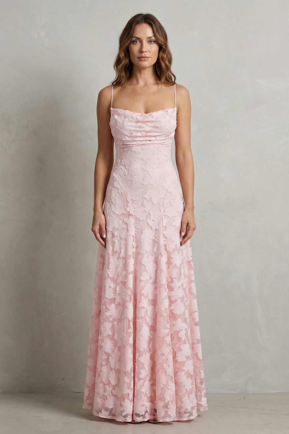 Romantic Floral Silhouette Sleeveless Maxi Dress