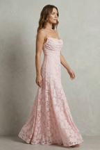 Romantic Floral Silhouette Sleeveless Maxi Dress