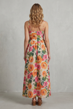 Square Neck Floral Charm Midi Dress