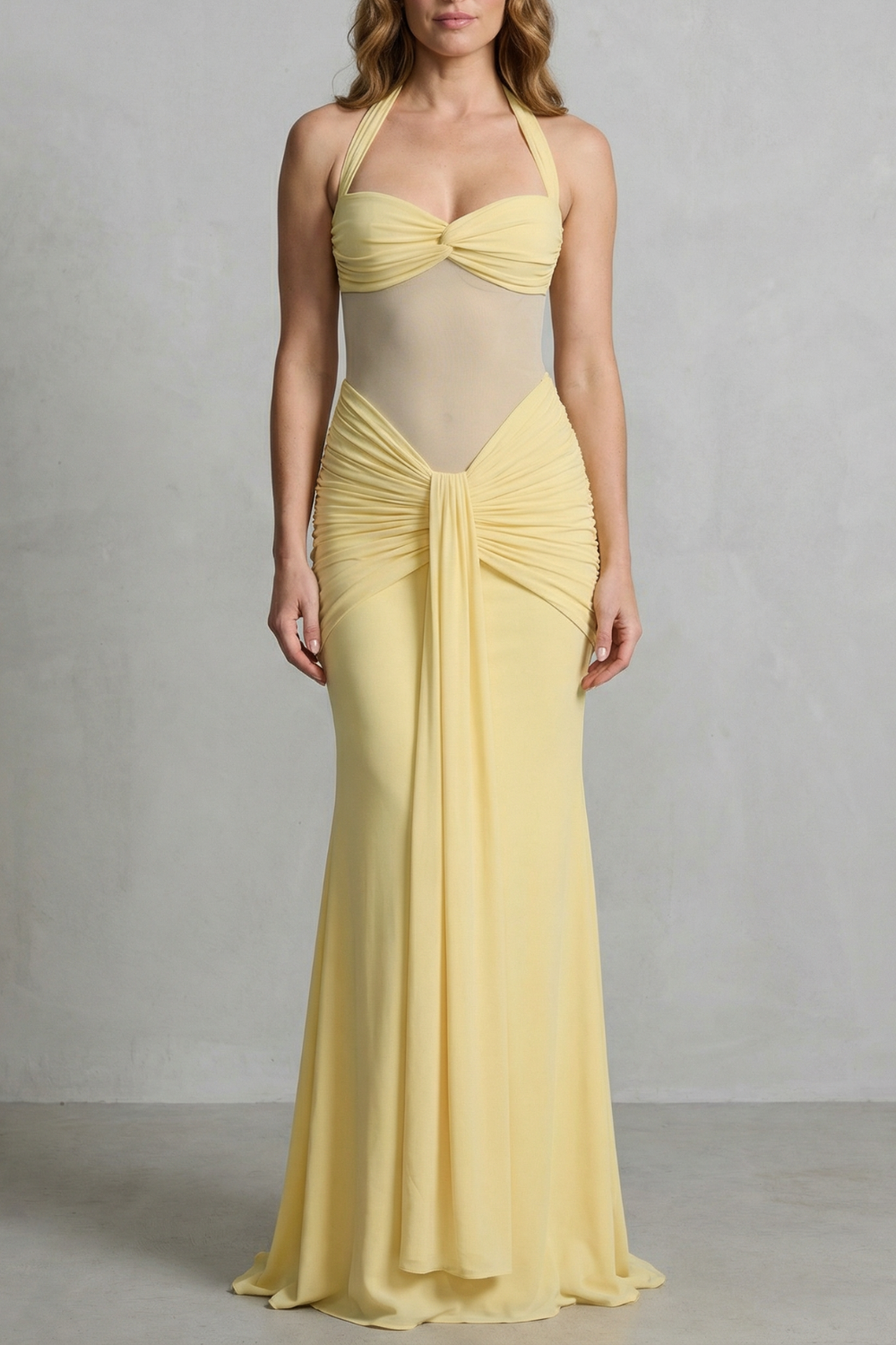 Draped Sculpt Elegance Maxi Dress