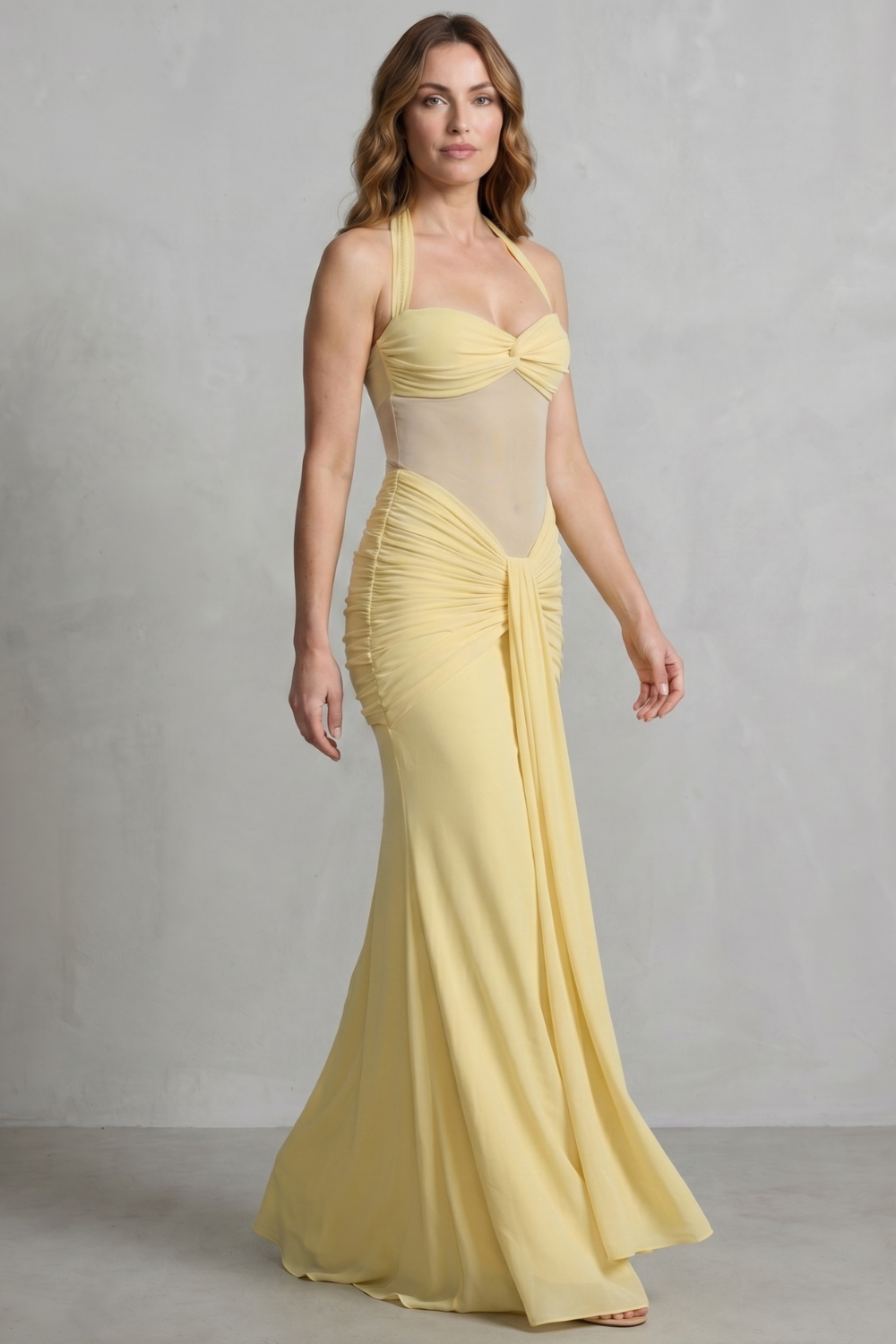 Draped Sculpt Elegance Maxi Dress