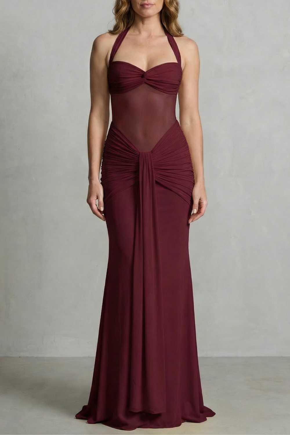 Draped Sculpt Elegance Maxi Dress