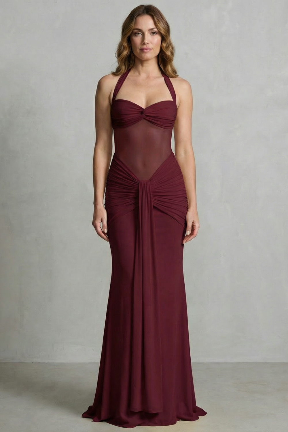 Draped Sculpt Elegance Maxi Dress