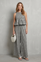 Gingham Ruffle Ease Trouser Set