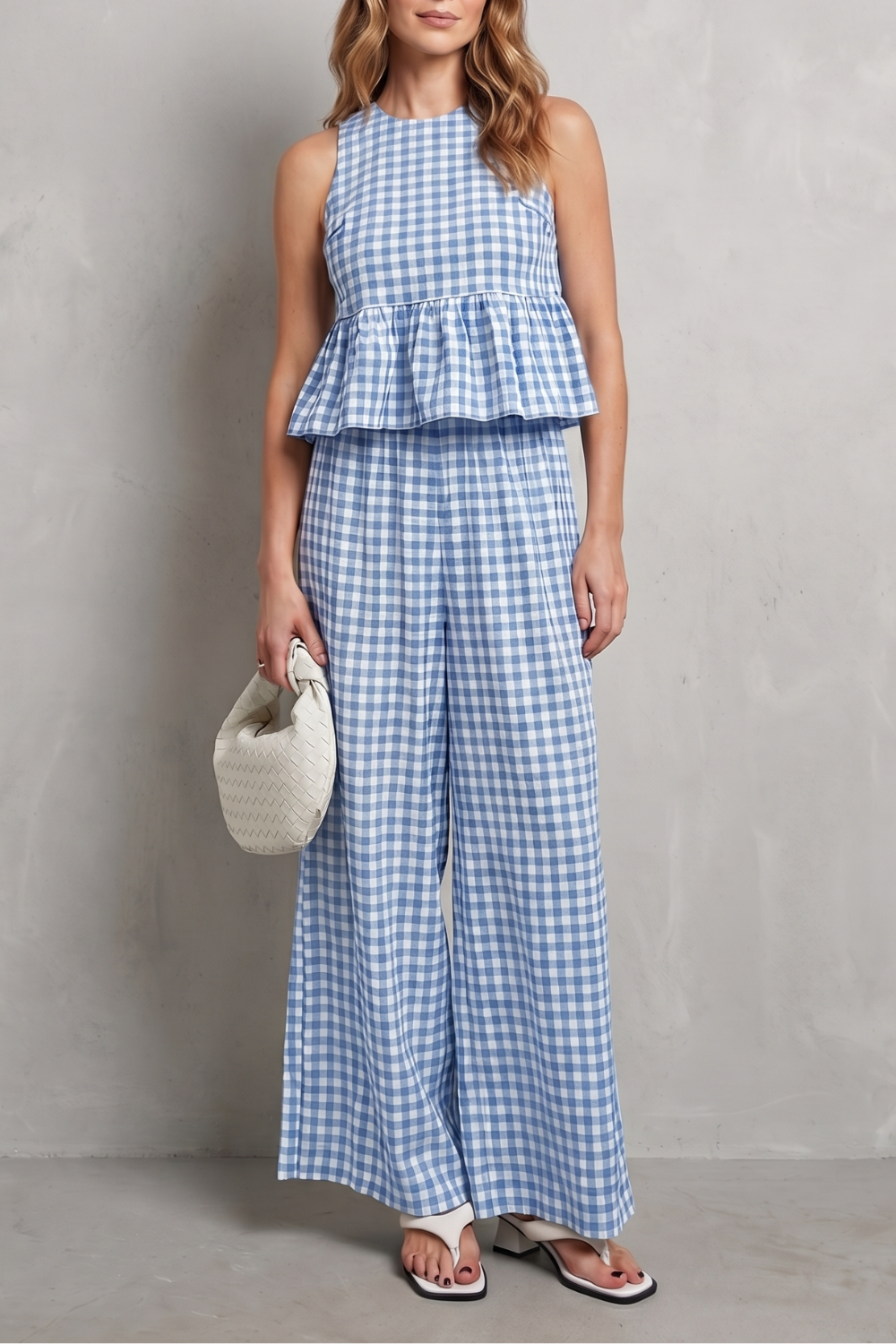 Gingham Ruffle Ease Trouser Set