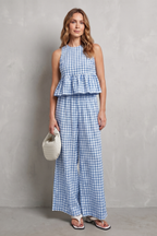 Gingham Ruffle Ease Trouser Set