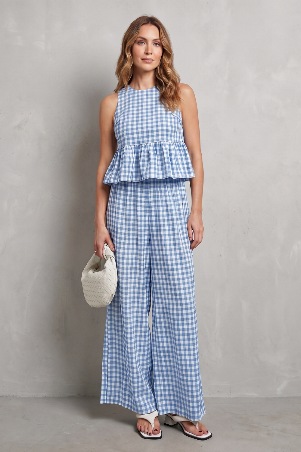 Gingham Ruffle Ease Trouser Set