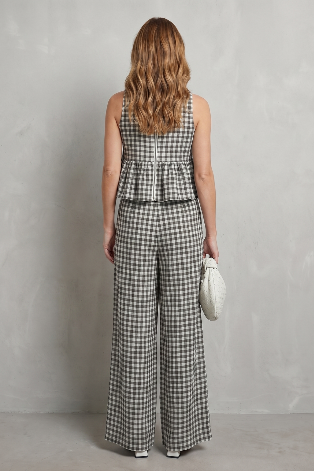Gingham Ruffle Ease Trouser Set