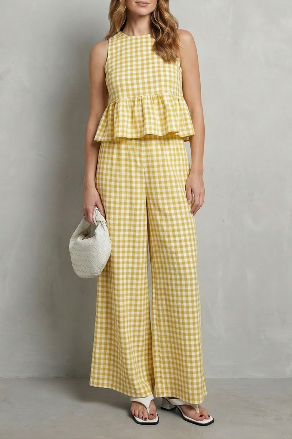 Gingham Ruffle Ease Trouser Set