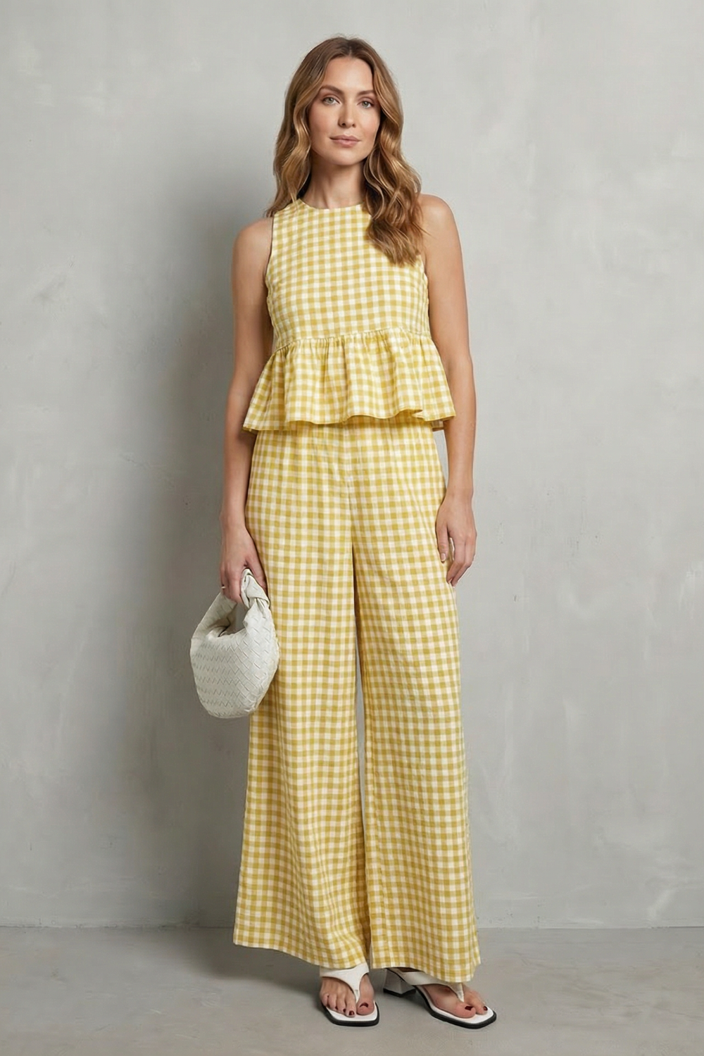 Gingham Ruffle Ease Trouser Set