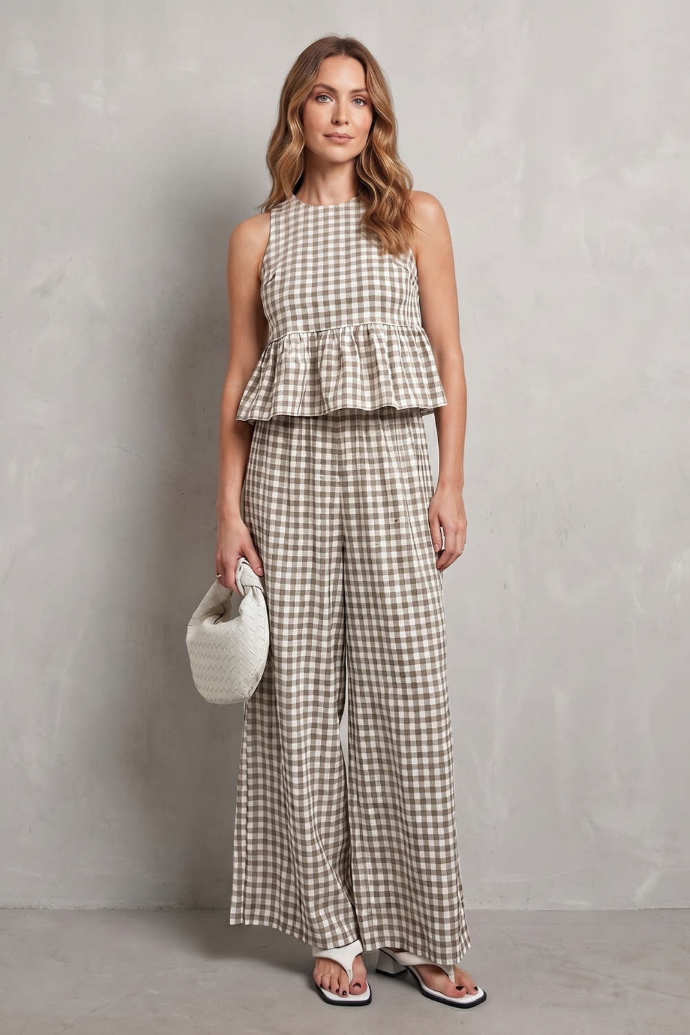Gingham Ruffle Ease Trouser Set