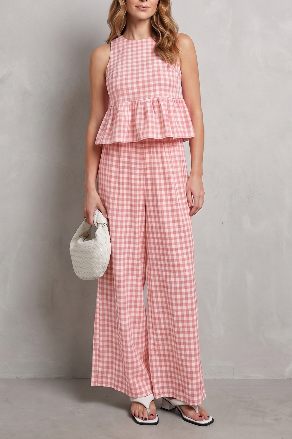Gingham Ruffle Ease Trouser Set