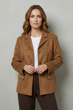 Structured Shoulders Suede Blazer