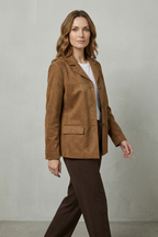 Structured Shoulders Suede Blazer